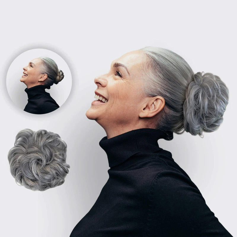 Messy Bun Hair Scrunchie with Synthetic Fibres and Elastic Attachment