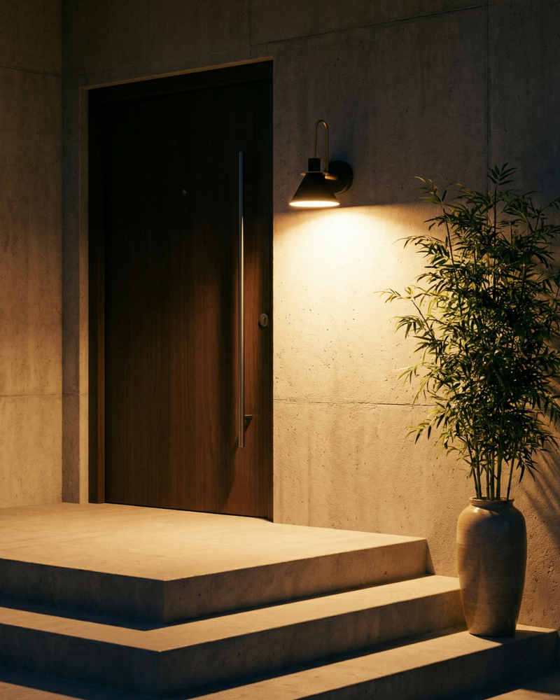 Modern Conical Wall Sconce with Gold-Tone Accent & Downward Lighting