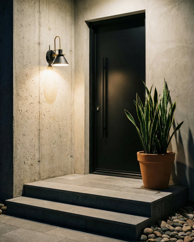 Modern Conical Wall Sconce with Gold-Tone Accent & Downward Lighting