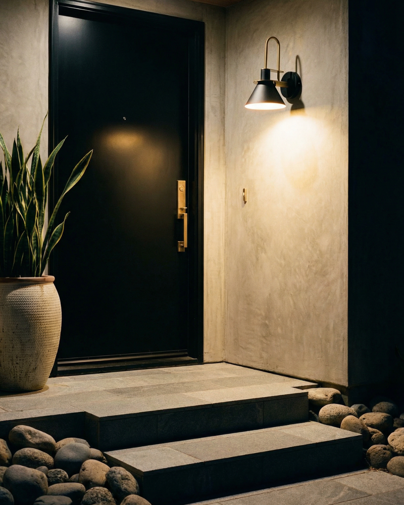 Modern Conical Wall Sconce with Gold-Tone Accent & Downward Lighting