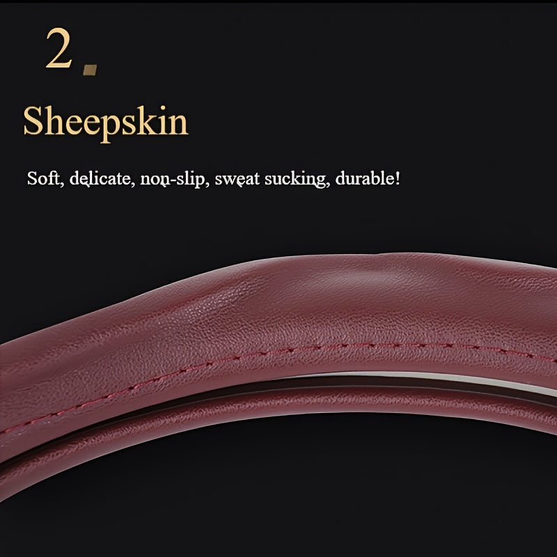 PU Leather Steering Wheel Cover with Non-Slip Grip for Comfort and Protection