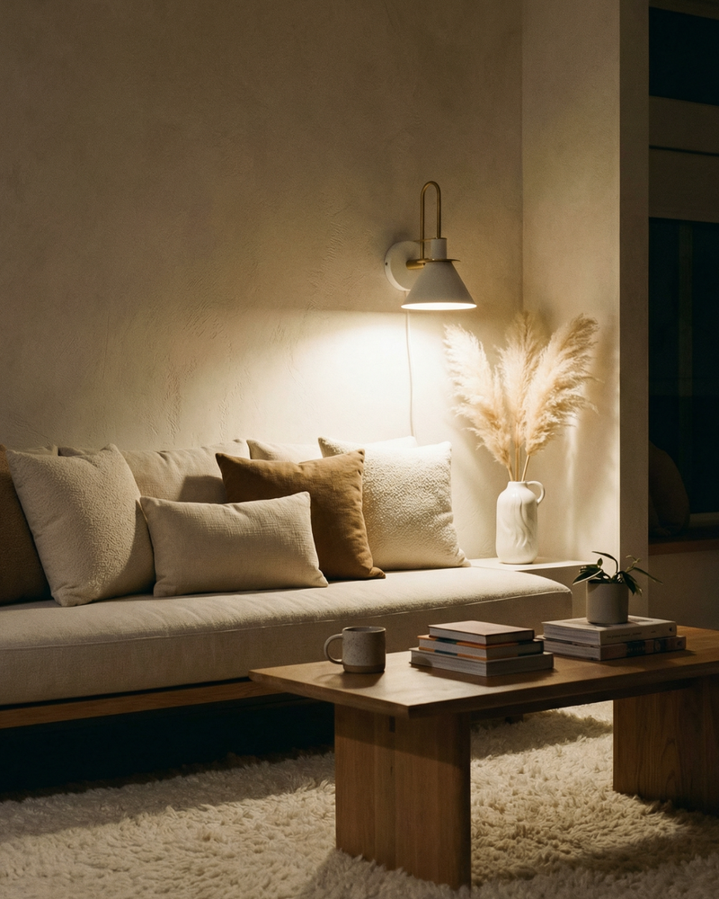 Modern Conical Wall Sconce with Gold-Tone Accent & Downward Lighting