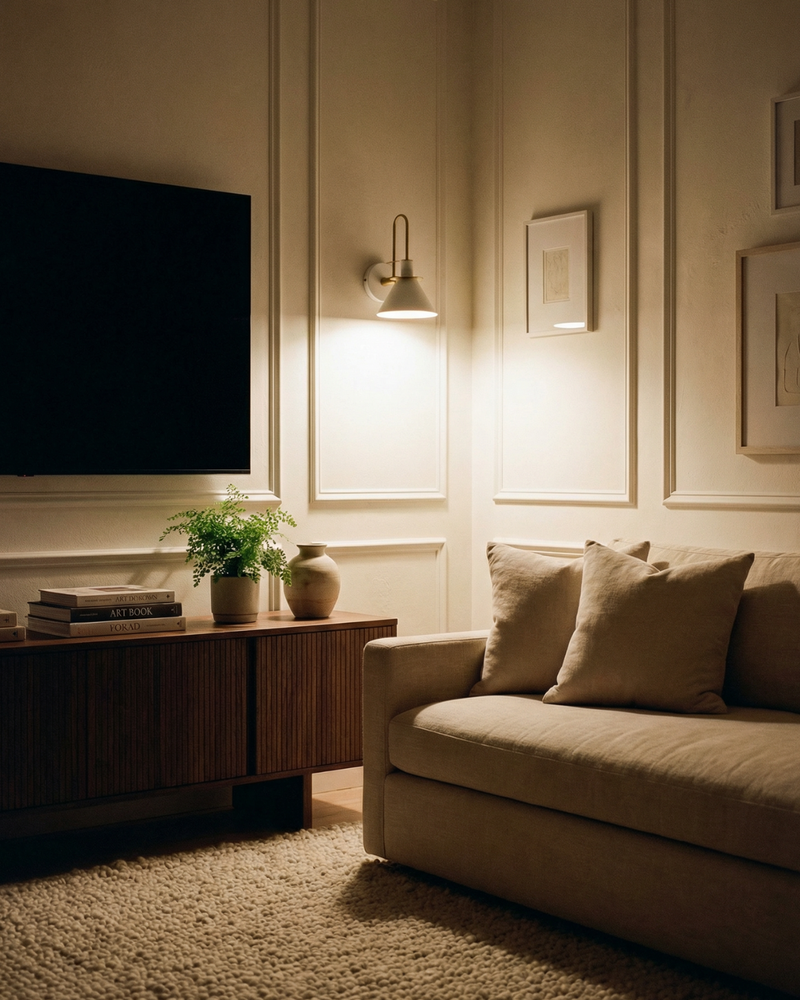 Modern Conical Wall Sconce with Gold-Tone Accent & Downward Lighting