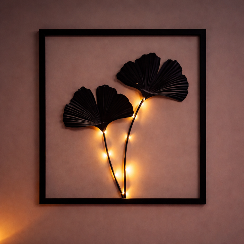 LED Wall Decoration Frames with Botanical Leaf Design and Warm Light