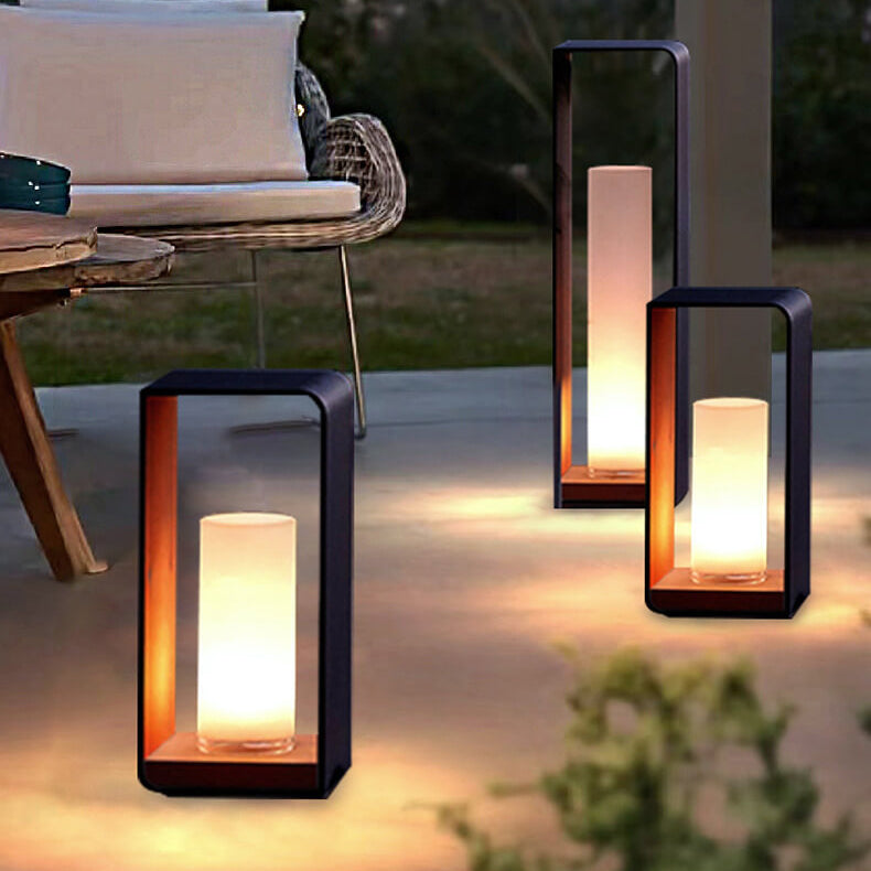Rectangular Solar Outdoor Lantern with Remote-Controlled LED Light