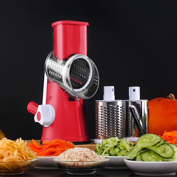 Manual Rotary Vegetable Slicer and Cheese Grater with 3 Drums