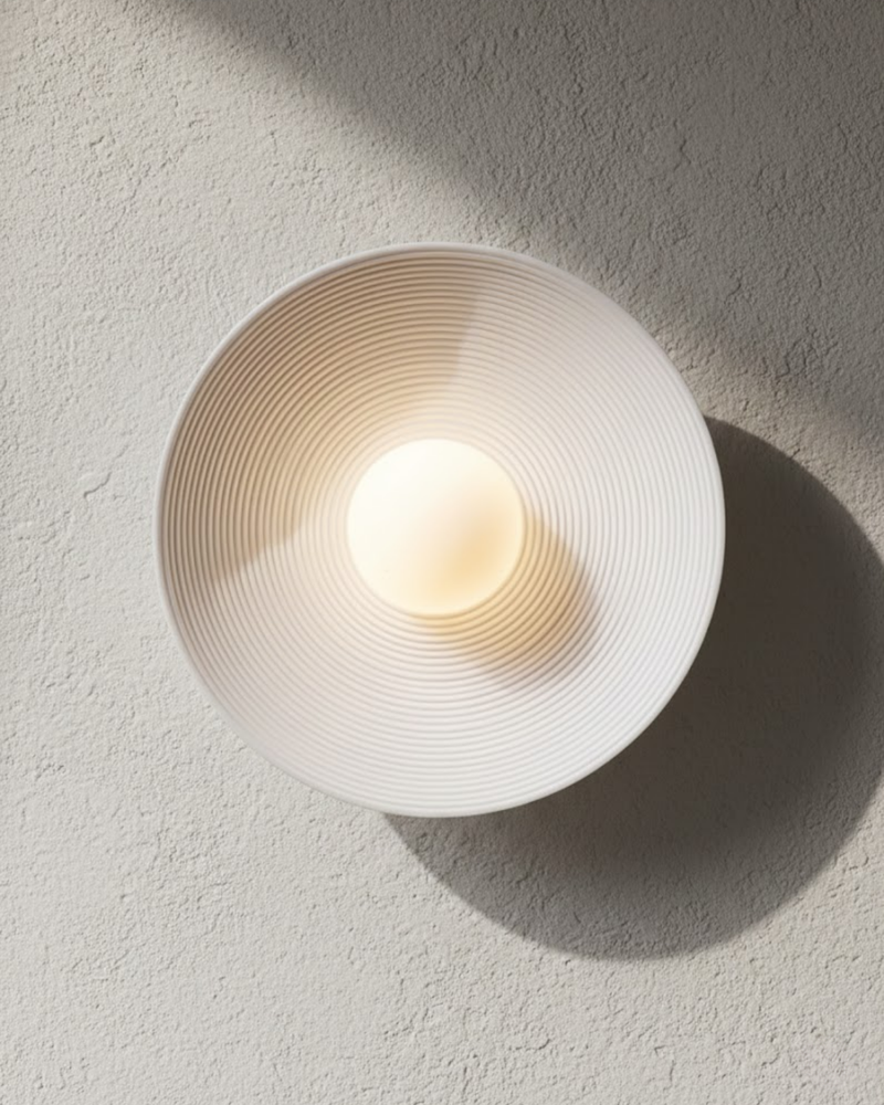 Textured Resin Wall Sconce with Concentric Design & Soft Ambient Glow