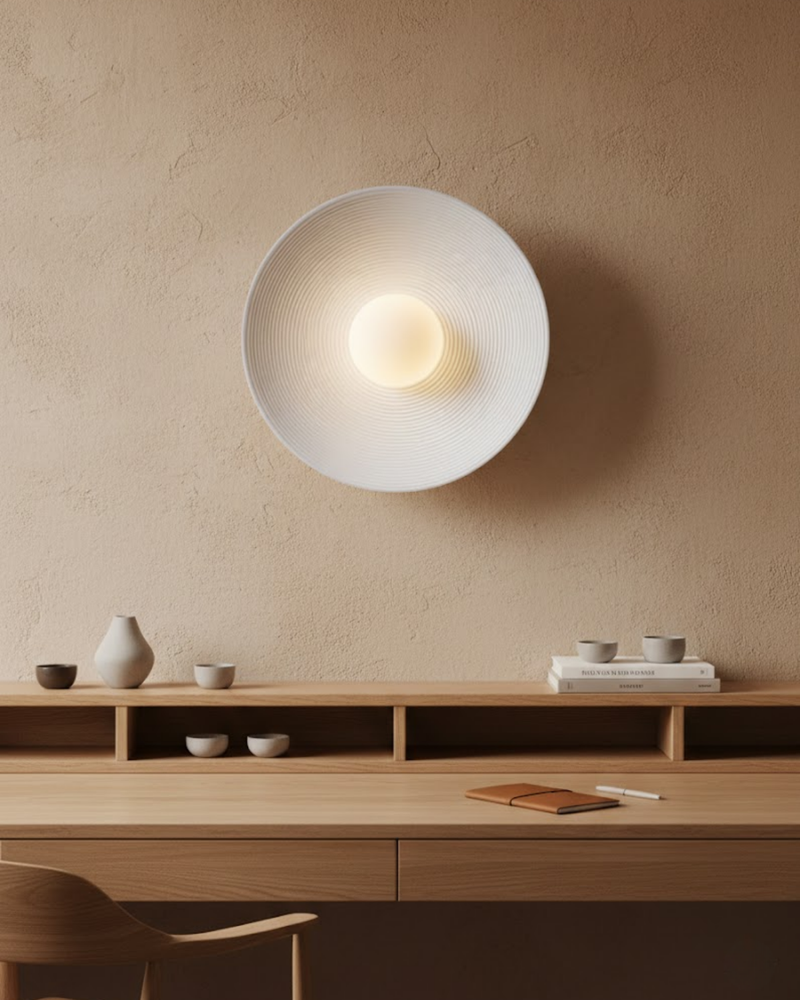 Textured Resin Wall Sconce with Concentric Design & Soft Ambient Glow