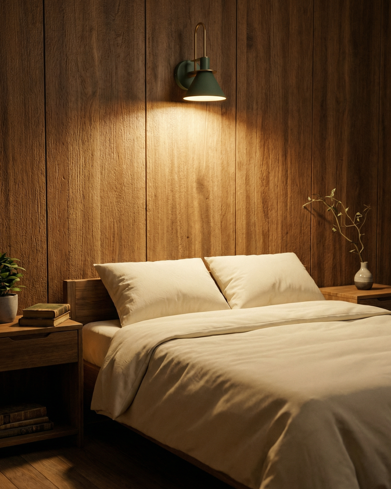 Modern Conical Wall Sconce with Gold-Tone Accent & Downward Lighting