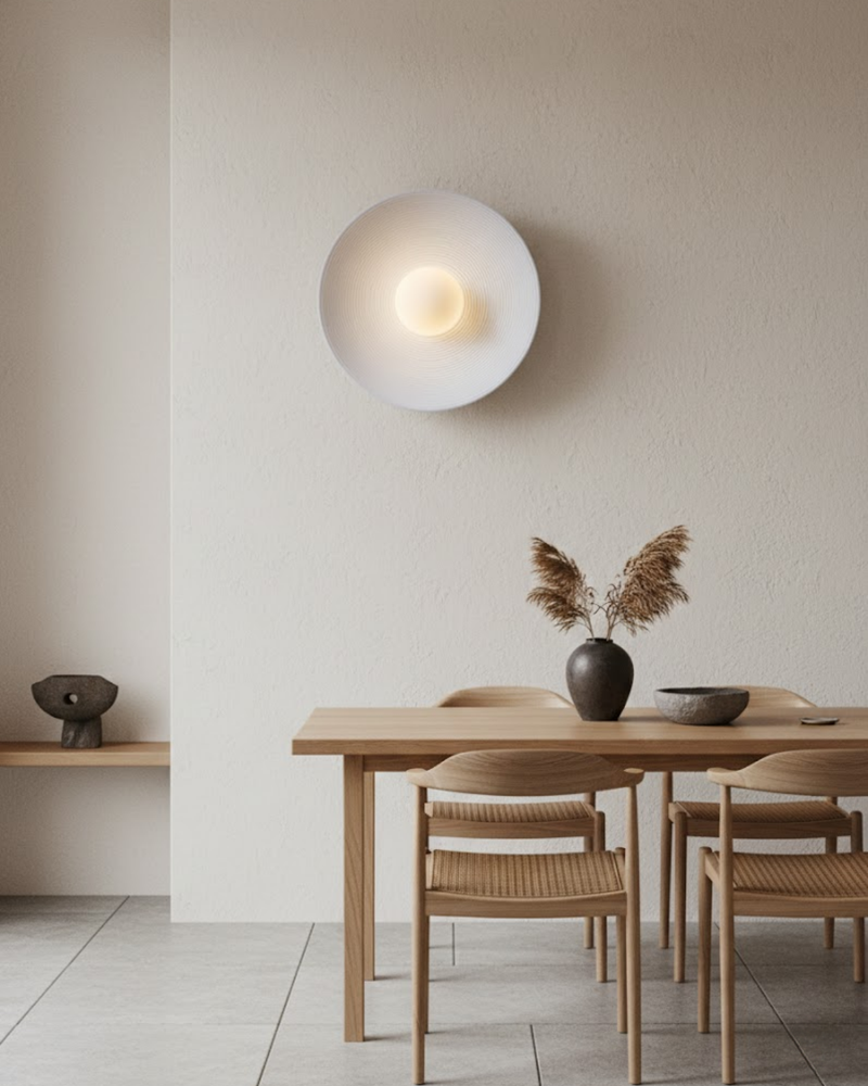 Textured Resin Wall Sconce with Concentric Design & Soft Ambient Glow