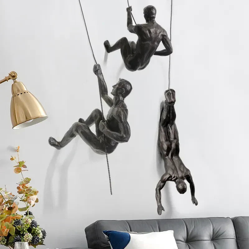 Decorative Climbing Figures Wall Sculpture Set for Modern Wall Decoration
