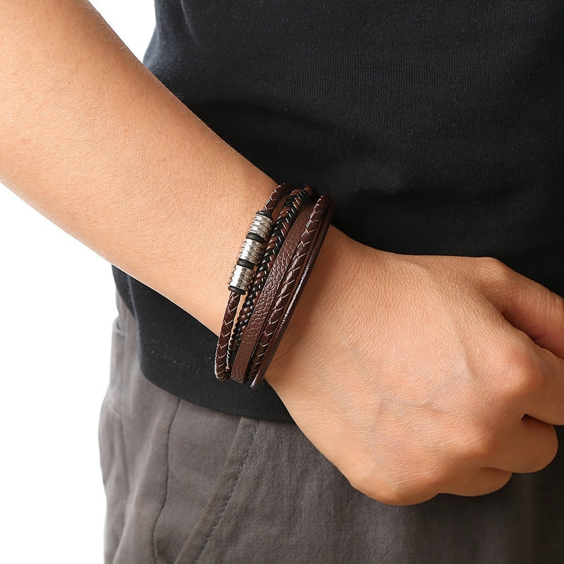 Refined Woven Leather Bracelet - For the Stylish Man