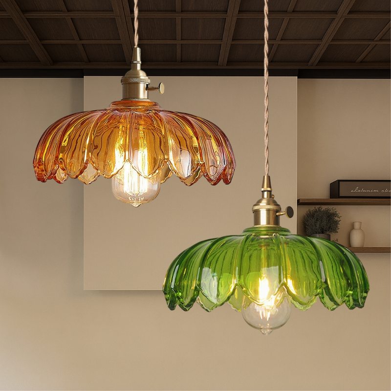 Glass Pendant Lamp in Flower Shape – Decorative and Atmospheric Design