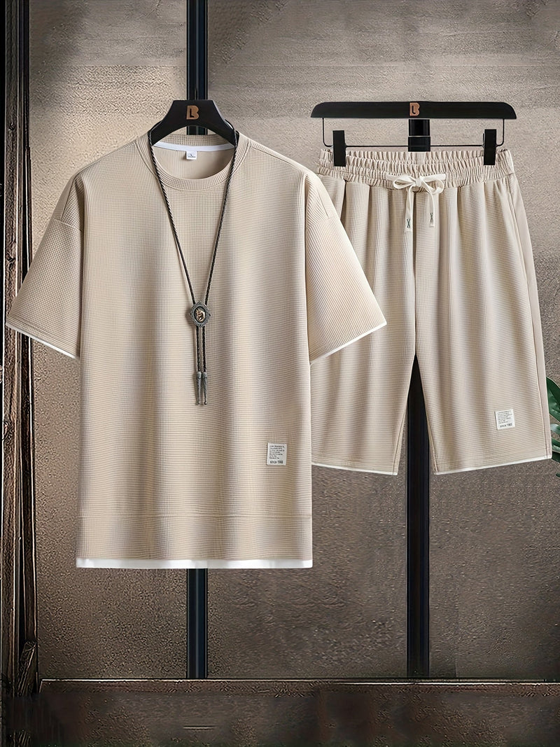 Casual Two-Piece Men's Set in Waffle Fabric – Comfortable and Breathable