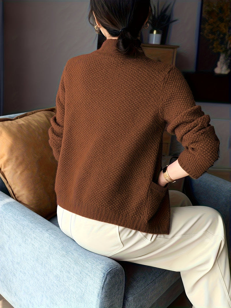 Ladies Knitted Sweater with High Neck – Comfortable and Timeless