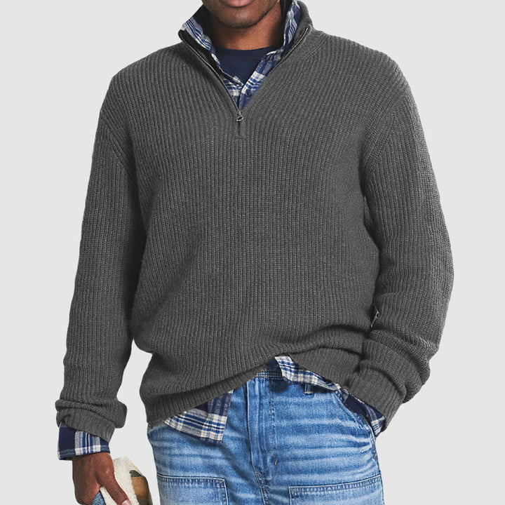 Men's Half-Zip Cashmere Blend Jumper for Everyday Comfort