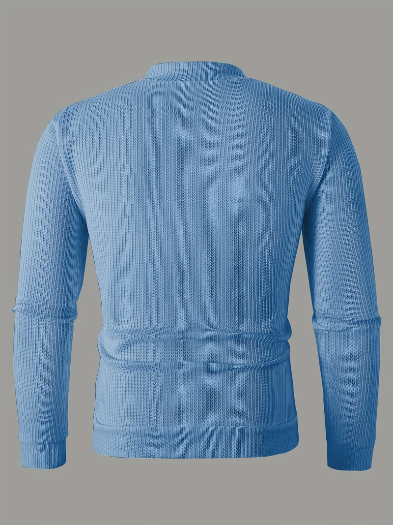 Men's Ribbed Zip-Up Cardigan – Relaxed Fit for Autumn and Winter