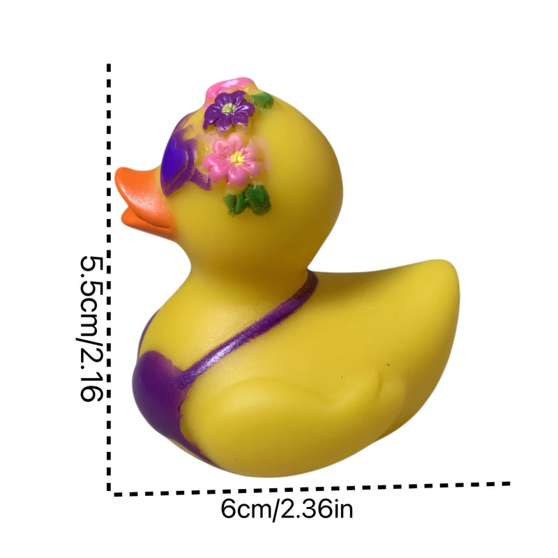 Decorative Rubber Duck with Flowers and Bikini for Desk, Car, or Party Decoration
