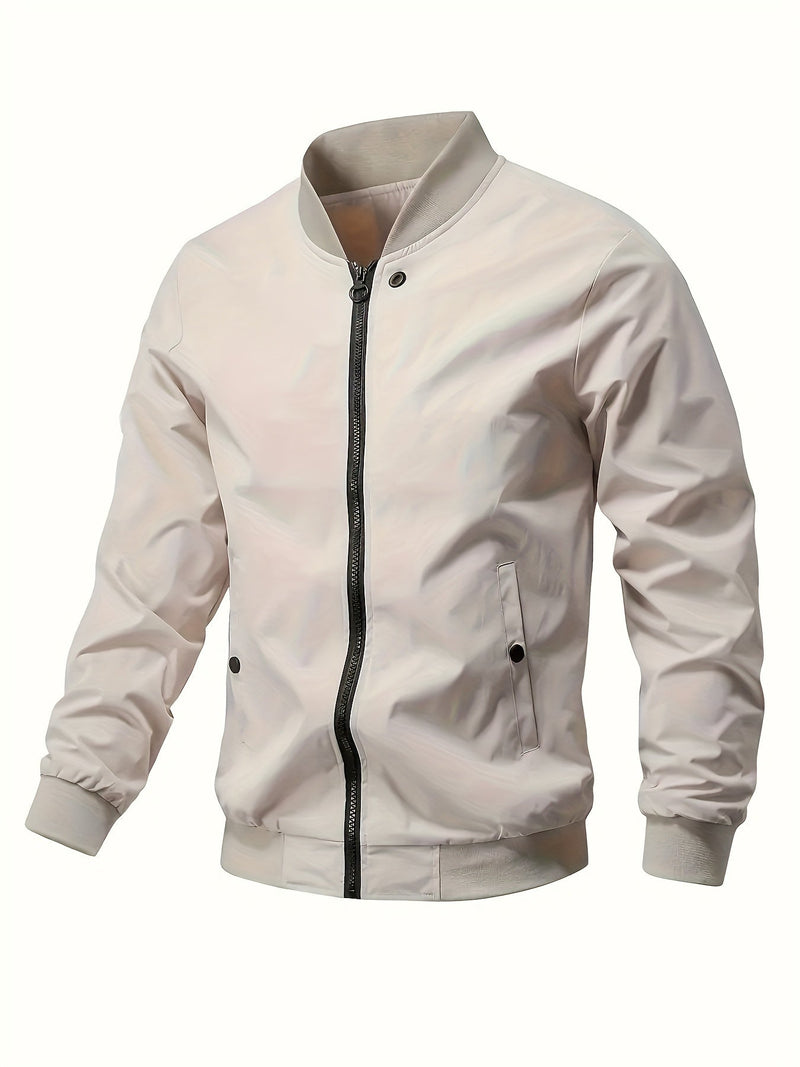 Lightweight Men's Summer Jacket with Stand-Up Collar and Zip Closure