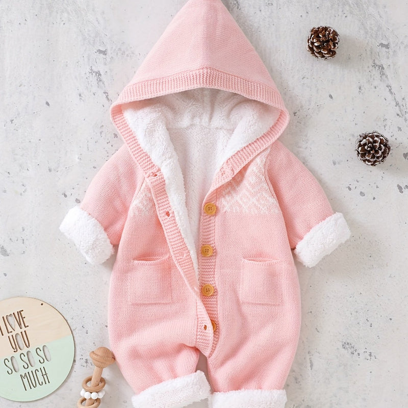 Baby knitted jumpsuit with hood – Warm and comfortable