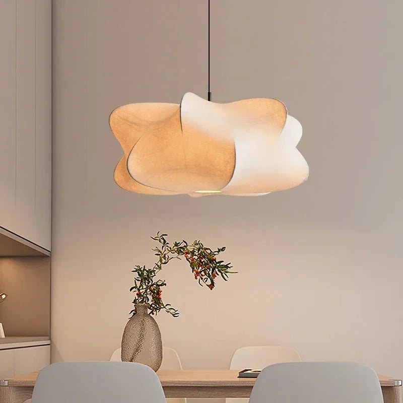 Japanese-Inspired Pleated Silk Pendant Light for Interiors