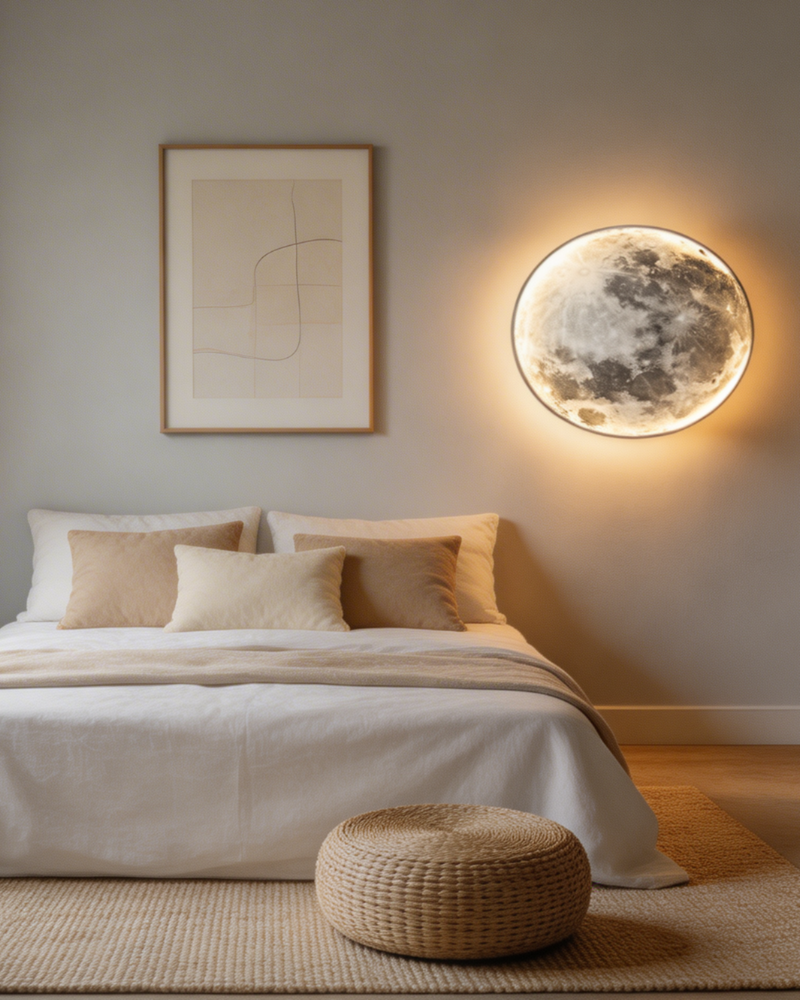 LED Moon Wall Light with Realistic Lunar Design & Warm Ambient Glow