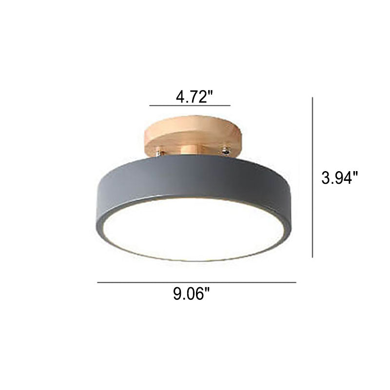 Round Wood LED Semi-Flush Ceiling Light
