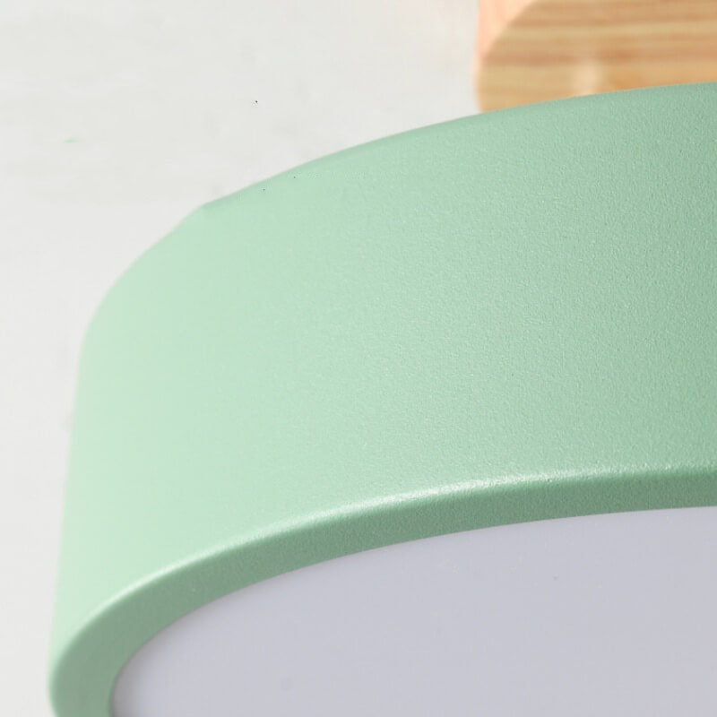 Round Wood LED Semi-Flush Ceiling Light