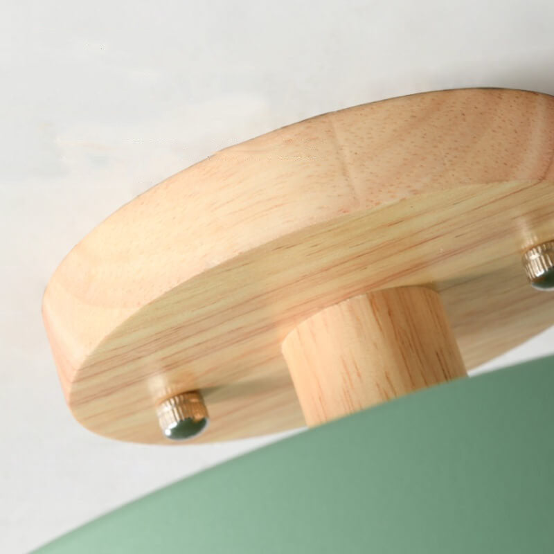 Round Wood LED Semi-Flush Ceiling Light