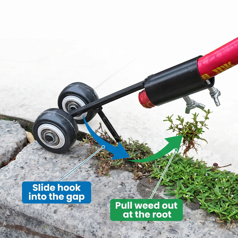 Manual Garden Weeder with Double Hook and Wheels