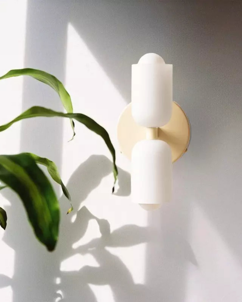 Double-Head Frosted Glass Wall Sconce with Soft Ambient Lighting