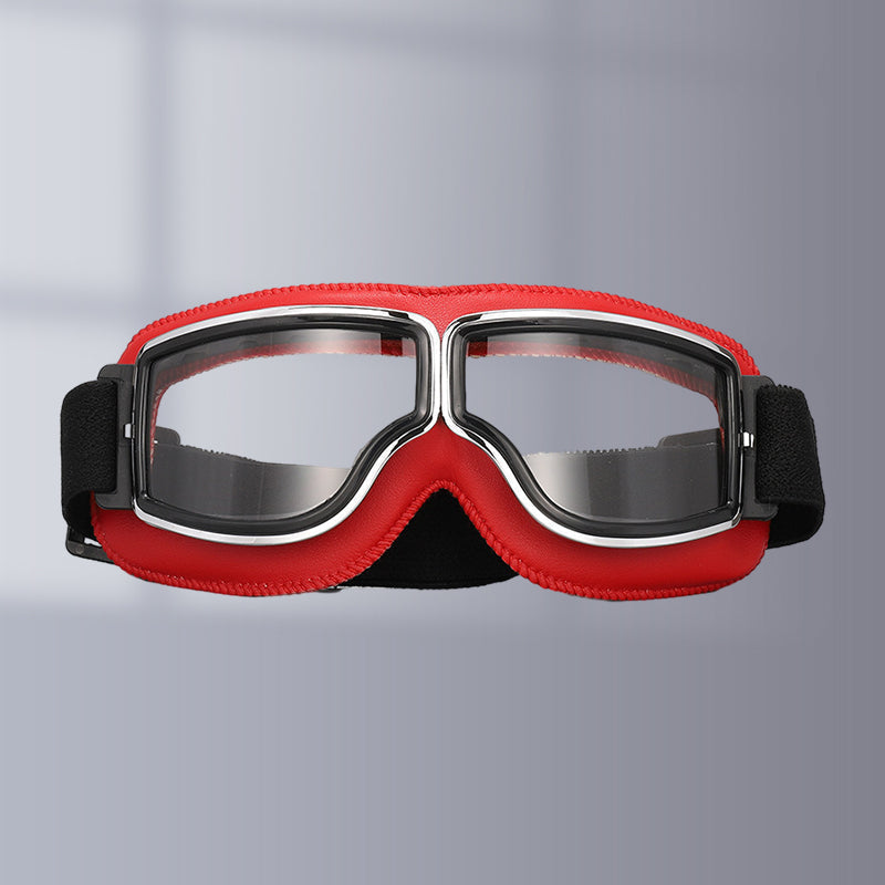 Vintage Motorcycle Goggles with Interchangeable Lenses and Comfort Padding