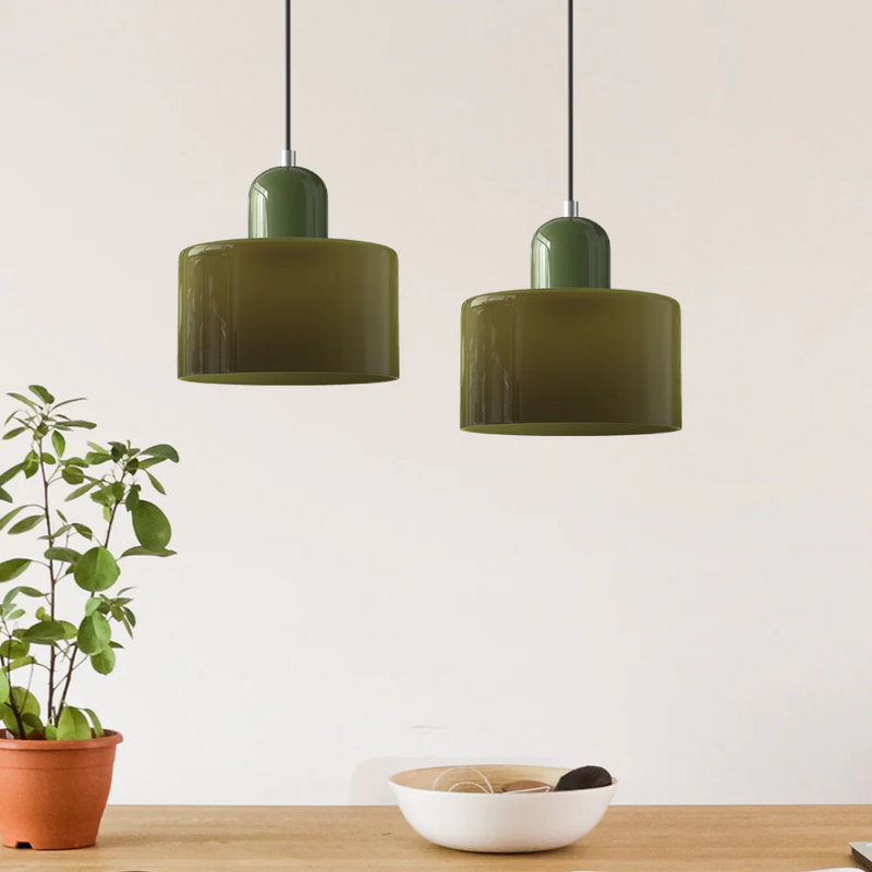 Retro Pendant Lamp with Glass Shade and Adjustable Cord for a Warm Atmosphere