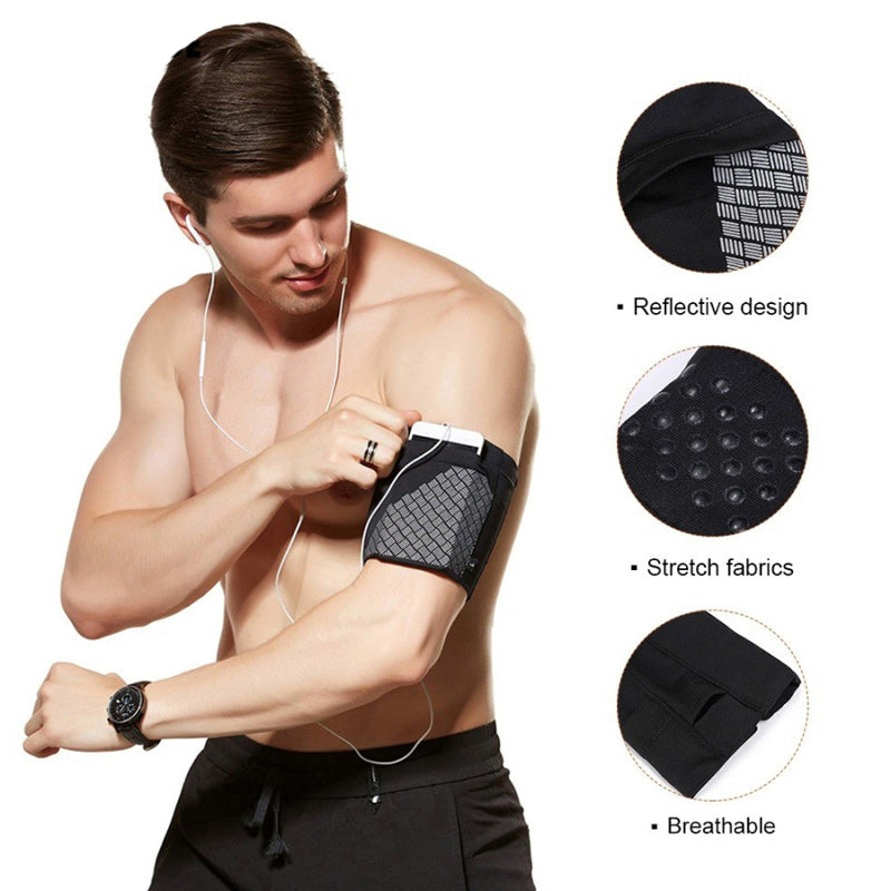 Stretch Phone Armband with Dual Pockets for Running