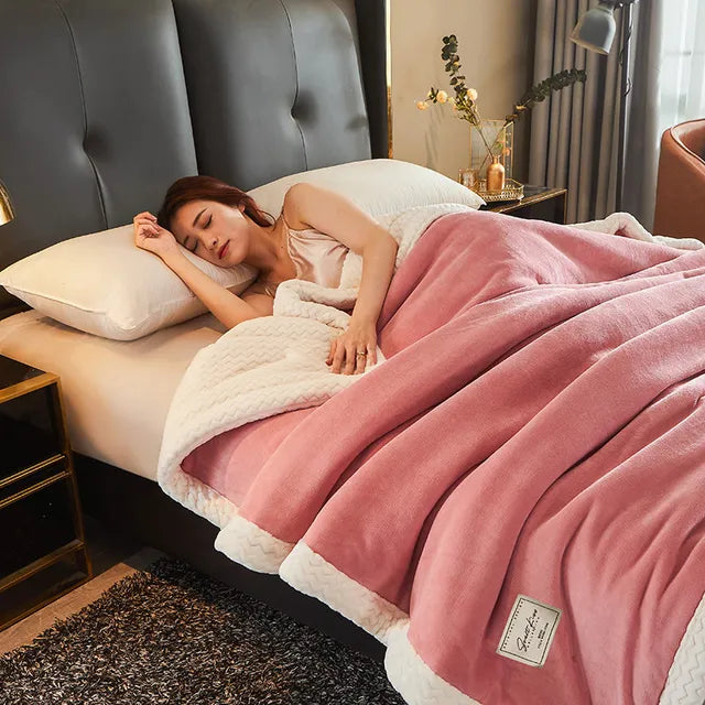 Fleece Blanket with Plain or Ribbed Texture and a Plush Reverse