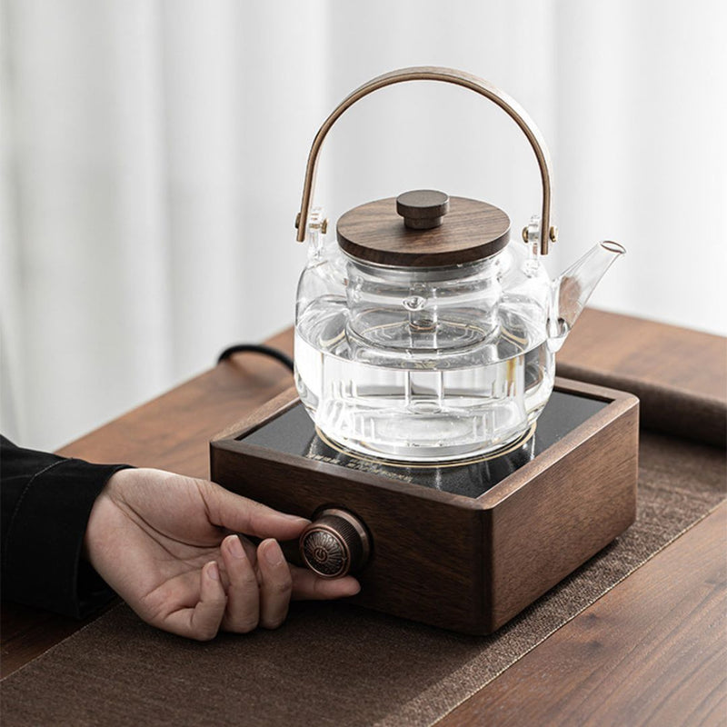 Electric Tea Warmer Made of Walnut with Adjustable Temperature