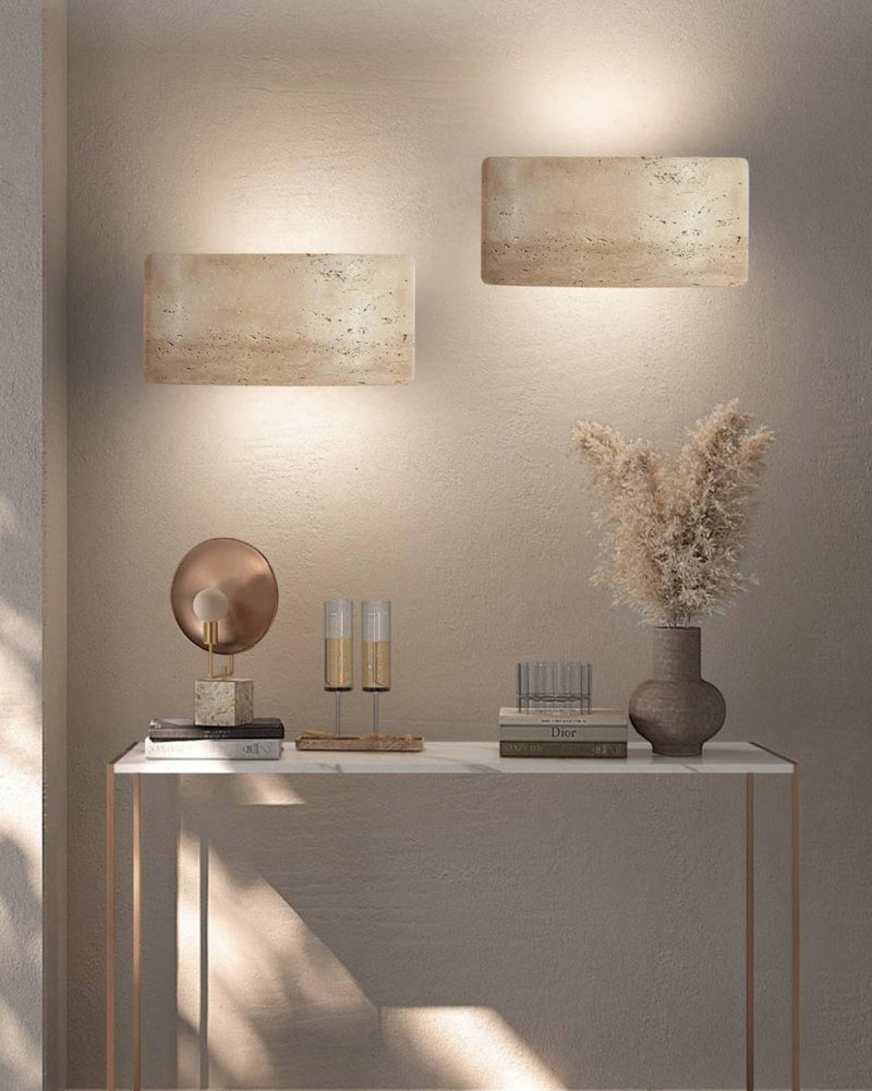 Modern Travertine Stone Wall Lamp with Warm Up & Down Lighting