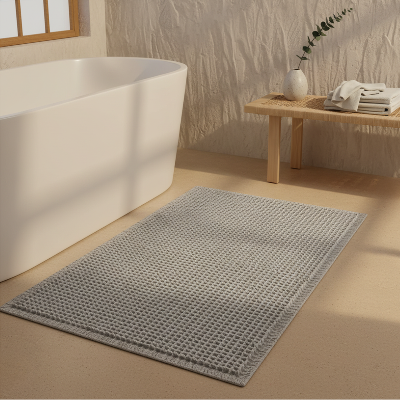 Waffle Bath Mat with Absorbent Microfibre and Non-Slip Backing