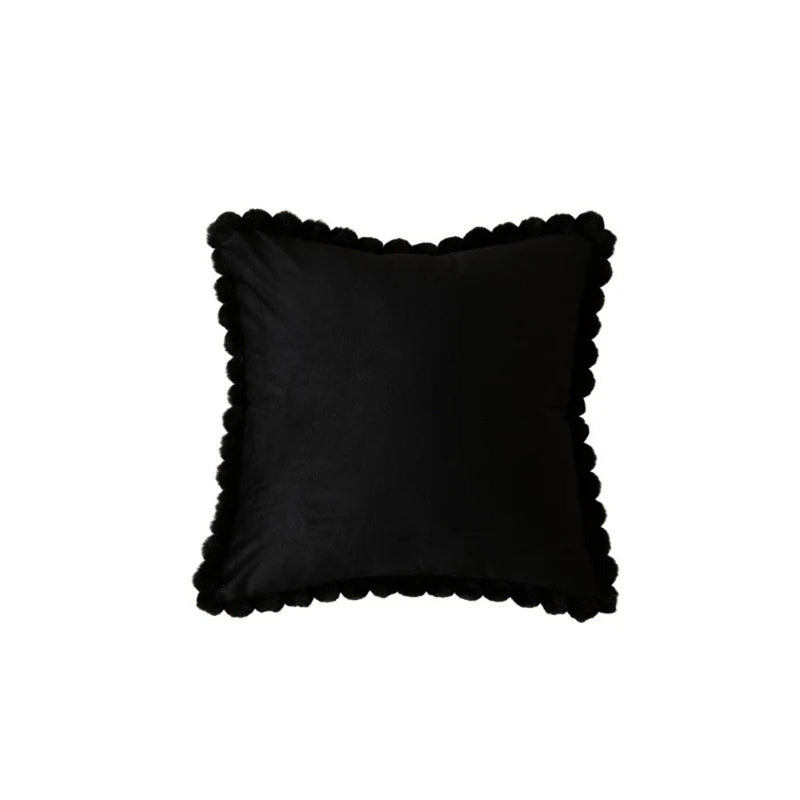 Velvet Pom-Pom Trim Cushion Cover for Sofas, Beds and Armchairs