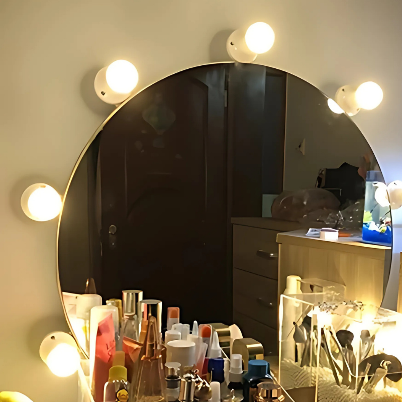 Dimmable LED Mirror Lighting with Light Balls and Adjustable Make-Up Lighting