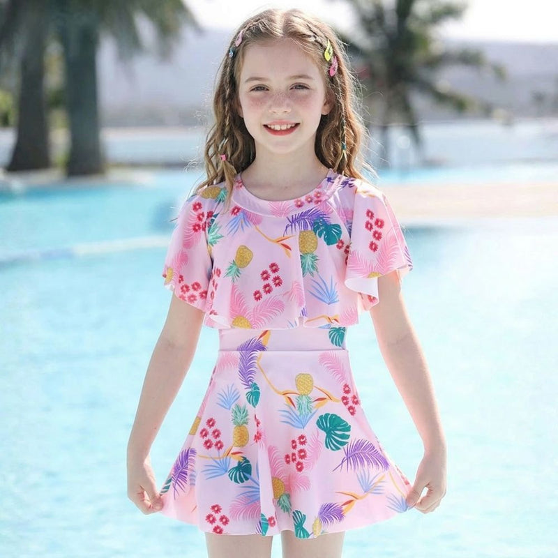 Girls' Swim Set for Beach and Pool with Skirt and Comfortable Fit