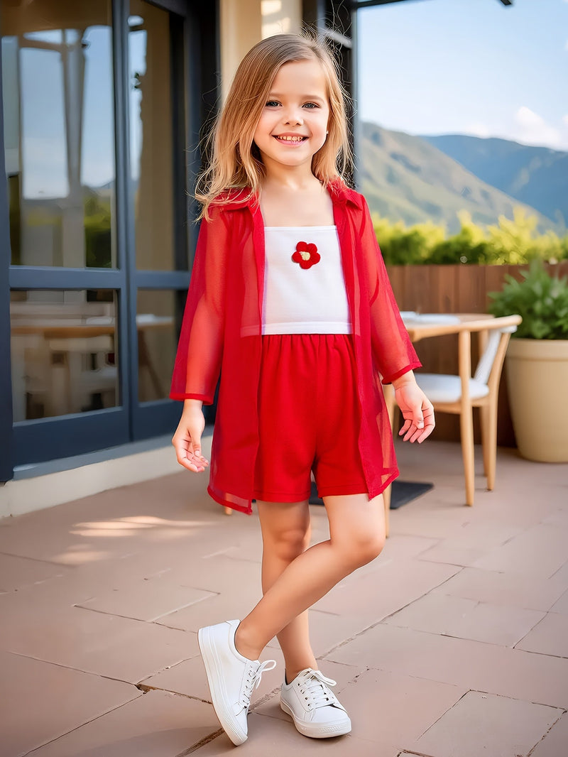 Lightweight Girls' Summer Set with Blouse and Shorts