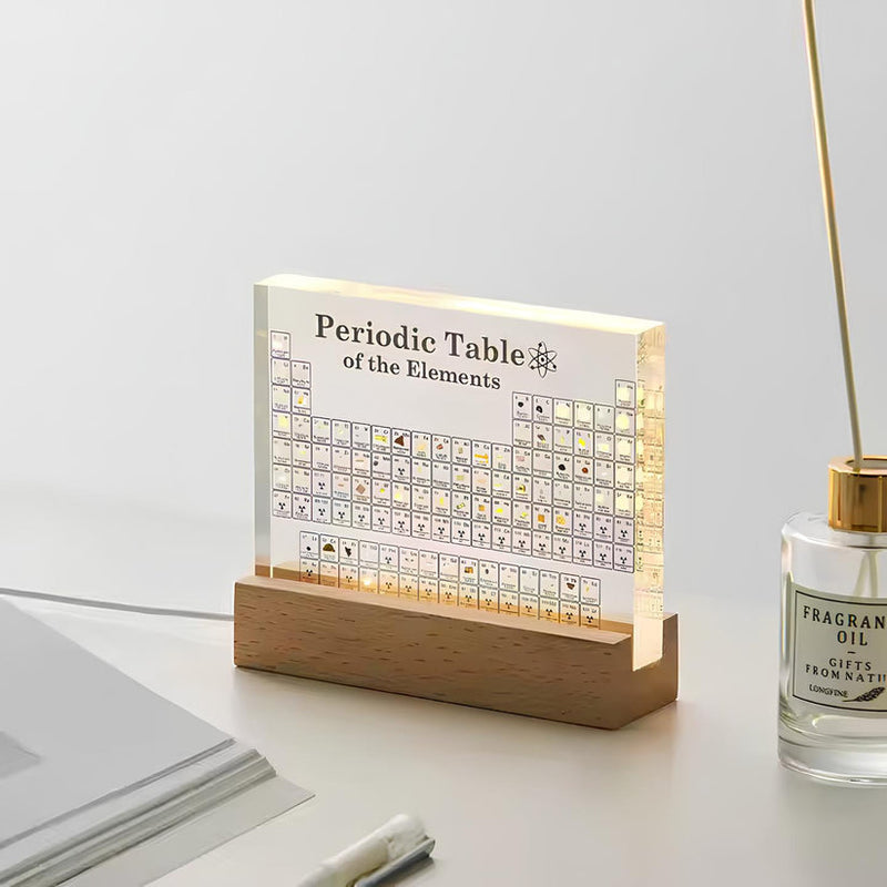 Illuminated Periodic Table Display with Real Elements