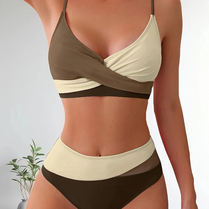 Comfortable Patchwork Bikini Set for Ladies with Stretch Fit