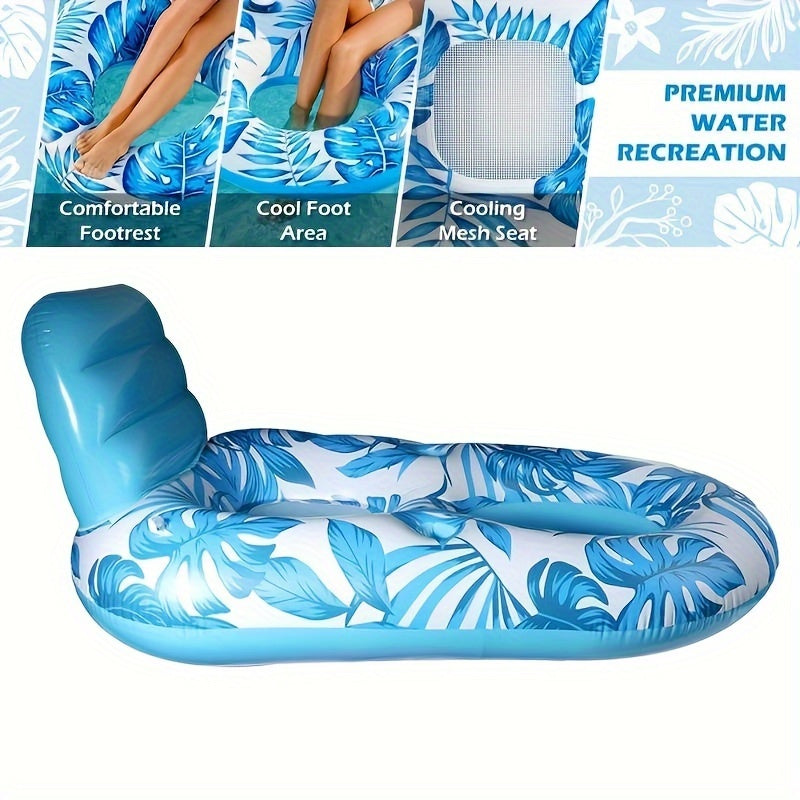 Inflatable Pool Lounge with Backrest and Cup Holders for Relaxed Floating