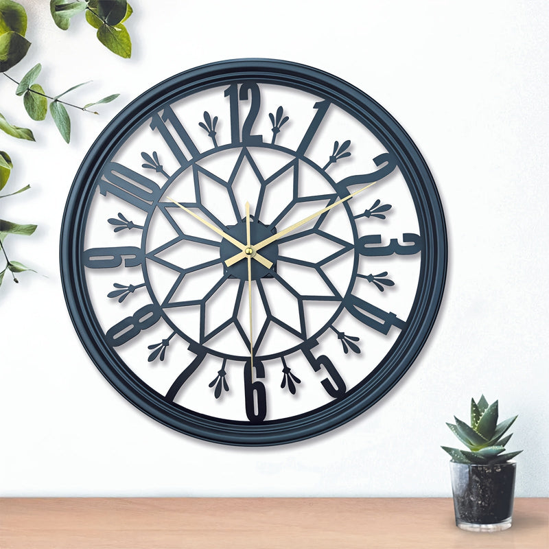 Large Metal Wall Clock with Silent Quartz Movement