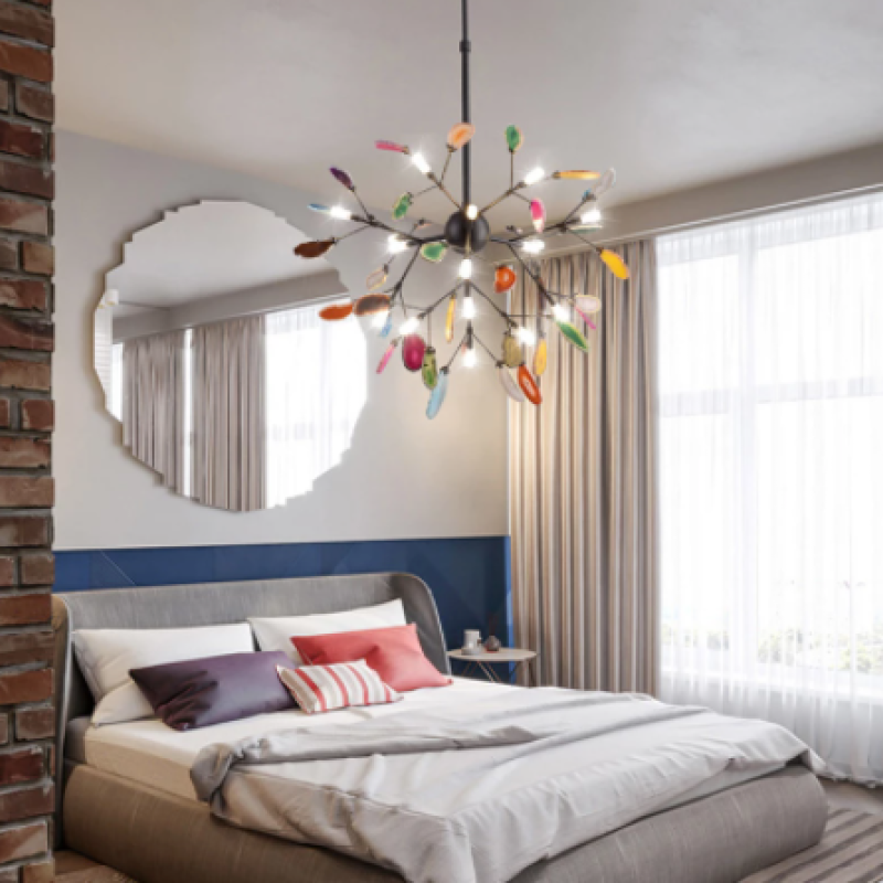 Branch-Style Glass Chandelier with Adjustable Suspension