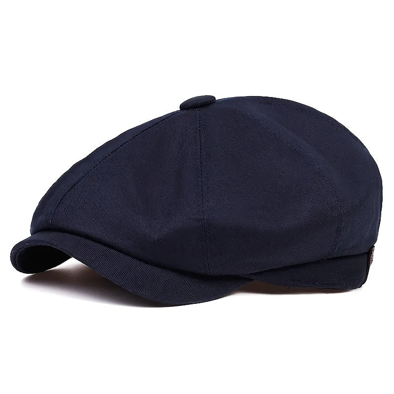Men's Retro Flat Cap with Herringbone Pattern – Vintage Look Accessory