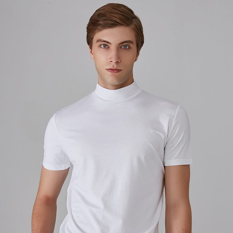 Men's Slim Fit T-Shirt with High Collar and Modern Fit