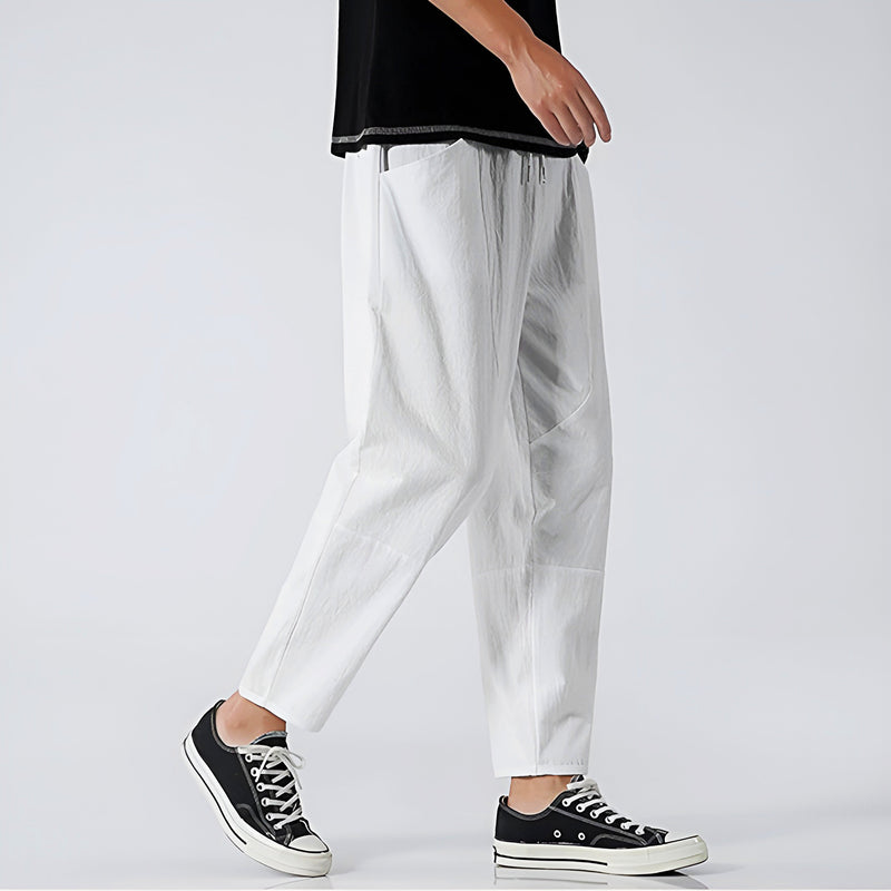 Men's Cropped Cotton Linen Trousers – Comfortable and Airy
